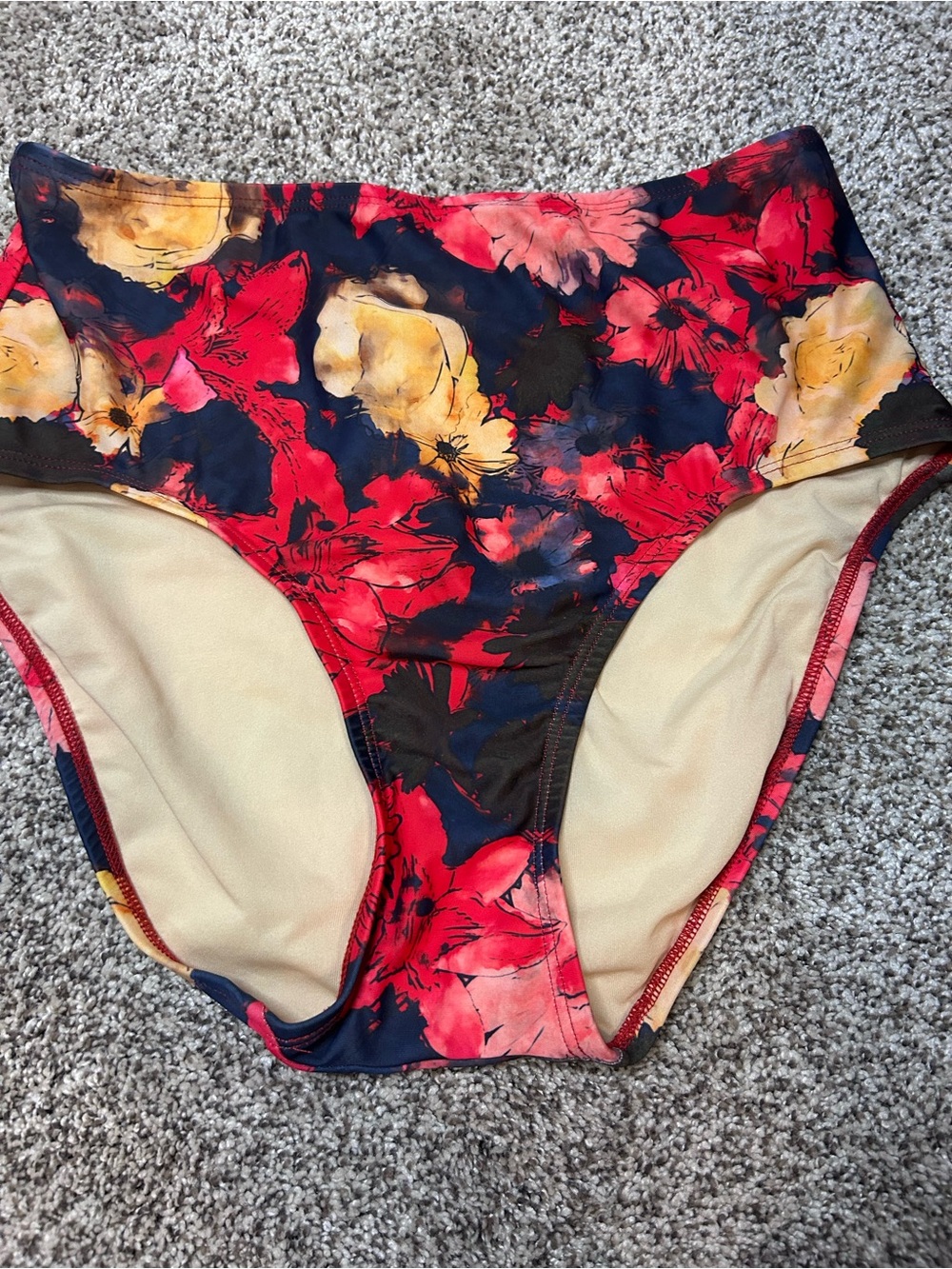 Lime Ricki Floral High Waisted Swim Bottoms Size L